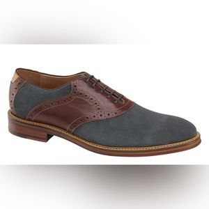 Johnson & Murphy Warner Saddle Dark Gray Suede/Mahogany Lace-up Oxford Nubuck 10